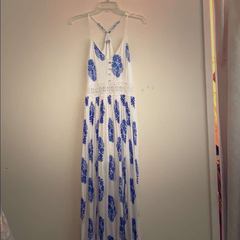 Fashion nova Maxi dress ivory/royal